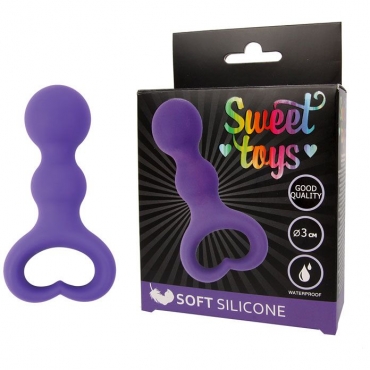 Силиконовый анальный стимулятор с ограничительным кольцом от компании Sweet Toys, цвет фиолетовый