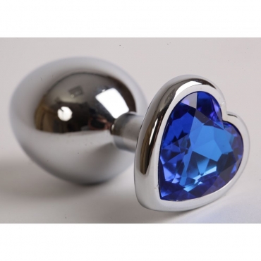 Малая металлическая пробка с синим стразом в форме сердца 7-2.8