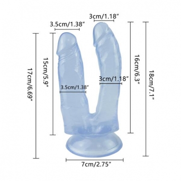 Анально - вагинальный фаллоимитатор, прозрачный голубой