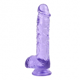 Прозрачный фаллоимитатор на присоске фиолетовый 18 см.