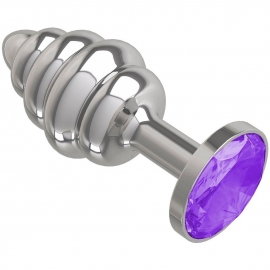 Металлическая пробка с ребрышками и светло-фиолетовым кристаллом, Малая