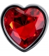 Большая металлическая анальная втулка с красным стразом в форме сердца, 9см.х 4см.