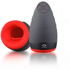 Мастурбатор «CHIVFM» с вибрирующим язычком и функцией нагрева, цвет черный с красным